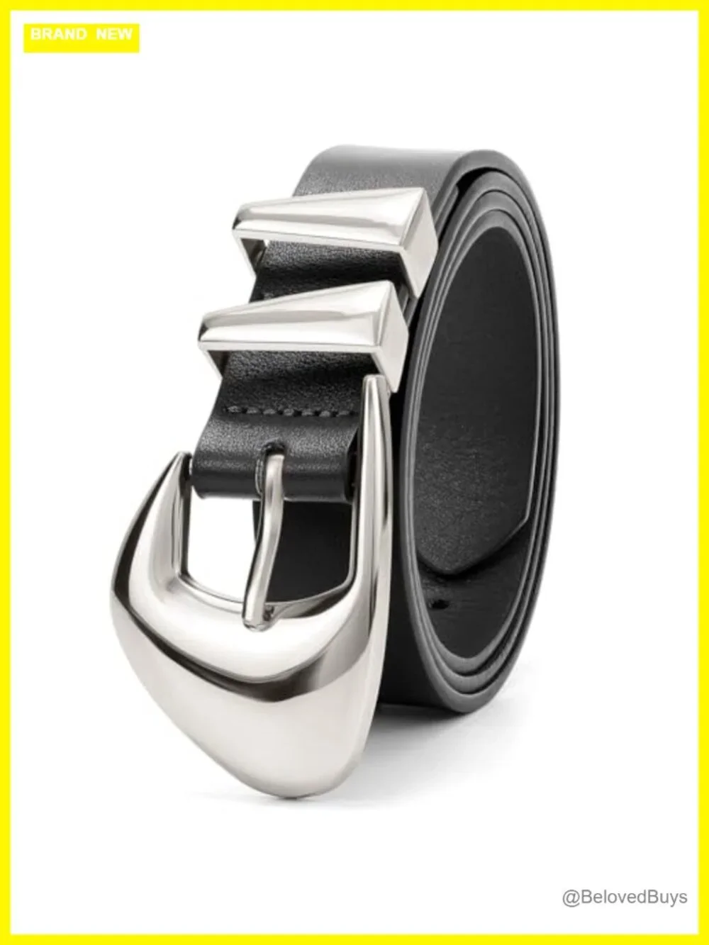 Women's Faux Leather Belt with Gold Buckle for Jeans Dress Pants